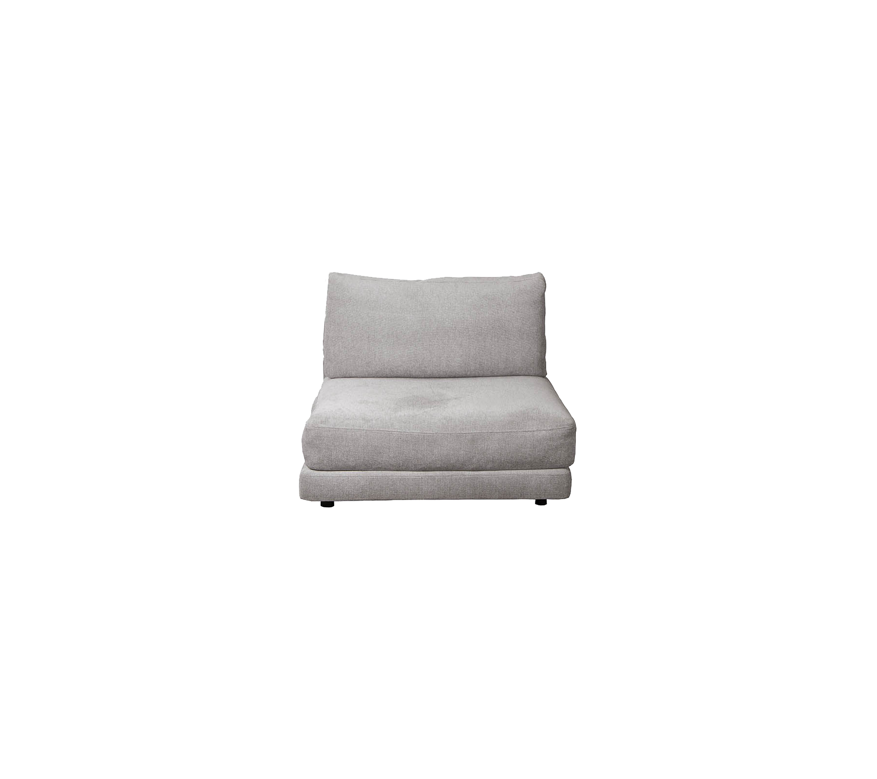 Comfortable light gray lounge chair with a cushioned seat and backrest, designed for relaxation and versatility.