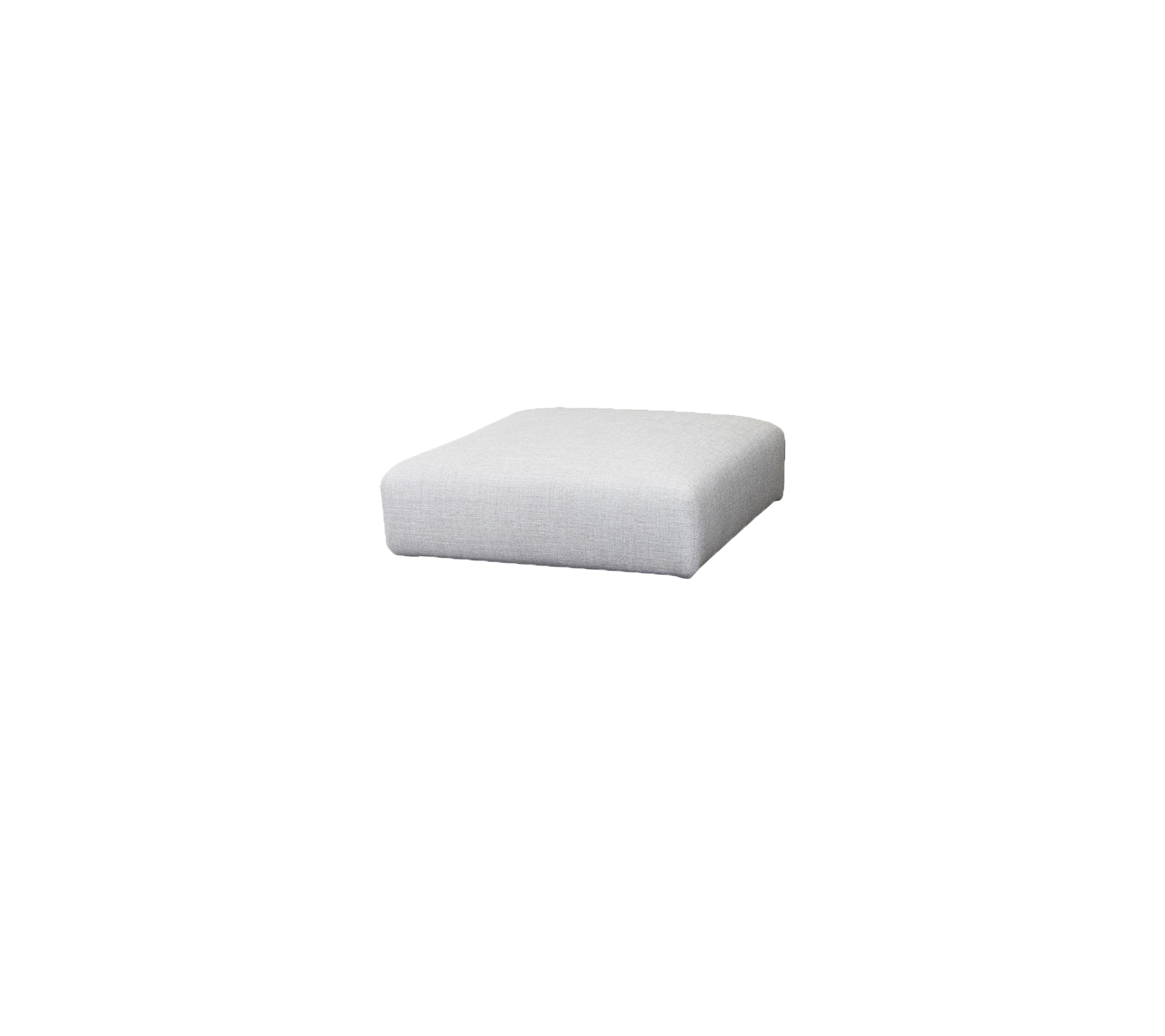 Square, minimalist cushion in light gray fabric, designed for versatile seating or decor use.