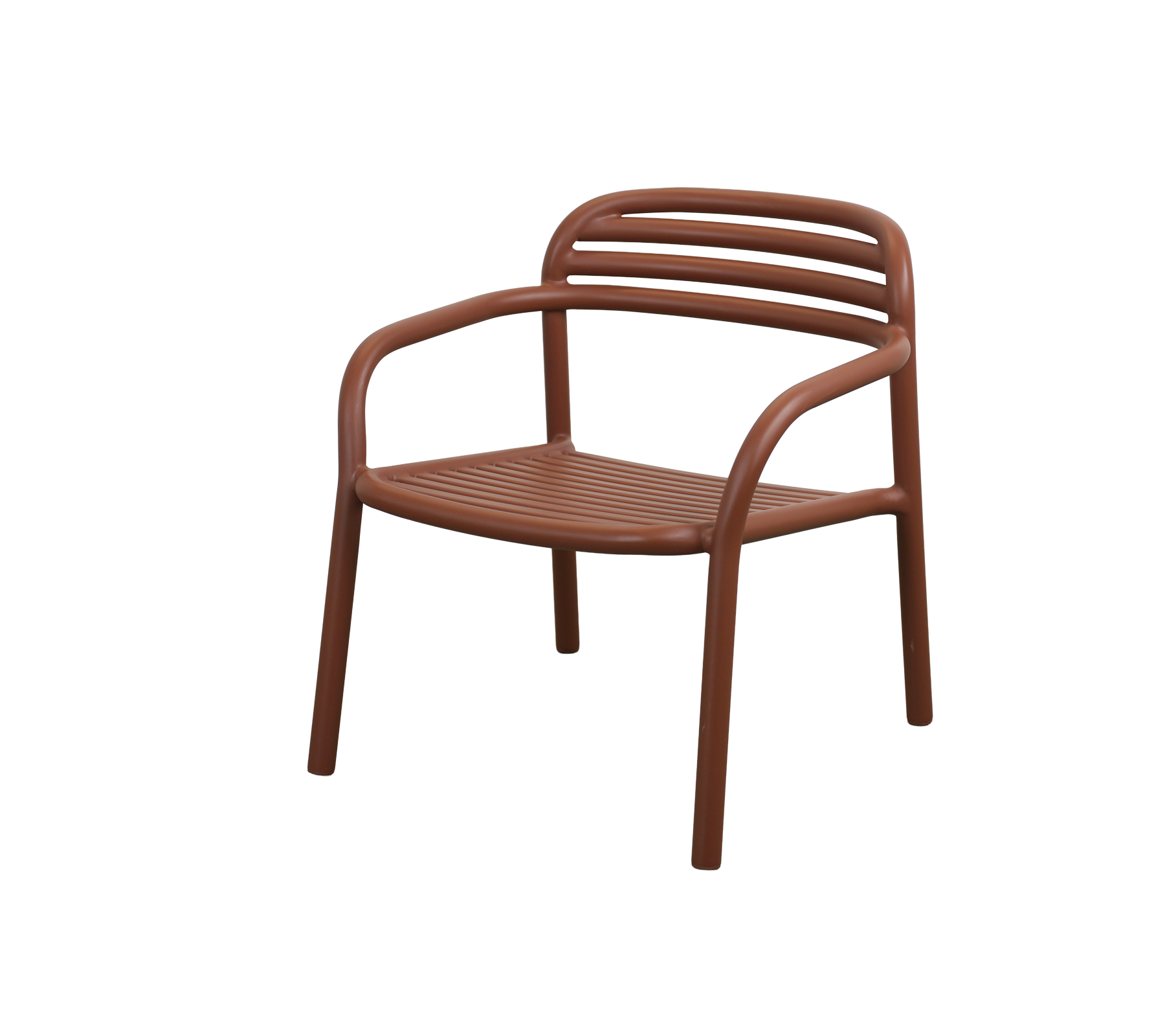 Desert red chair with a sleek, modern design.