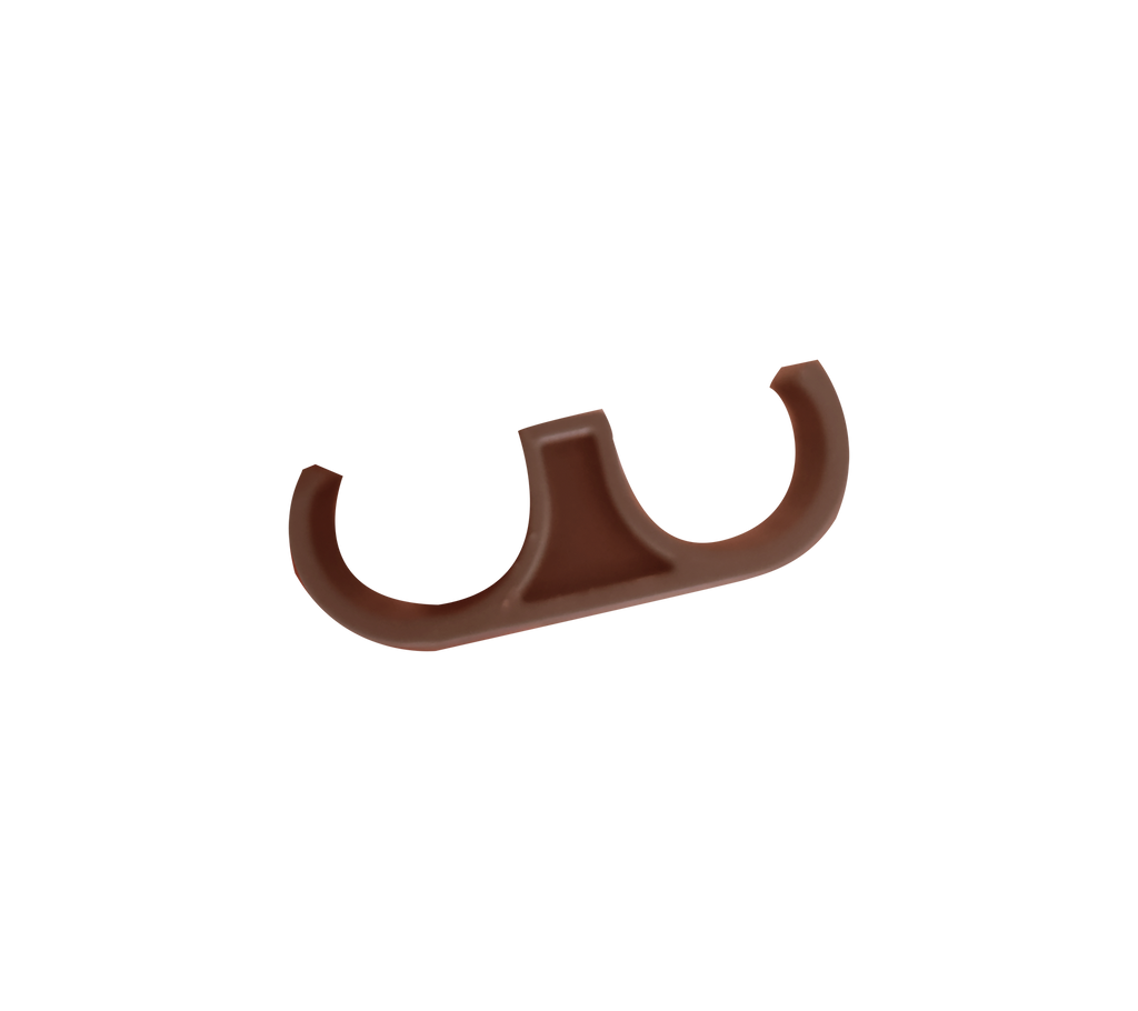 Desert red product with a unique hook shape.