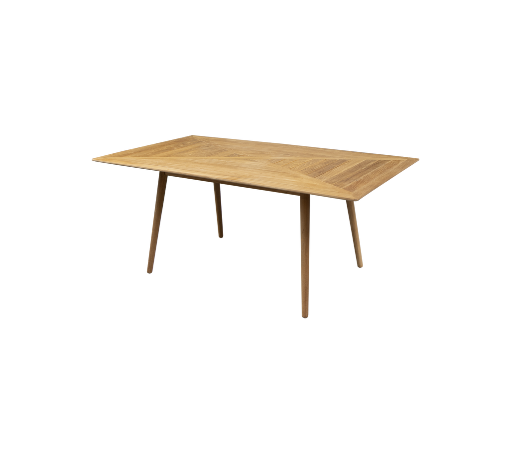 Rectangular wooden table with a light finish and tapered legs, perfect for dining or workspace use. Simple and modern design.