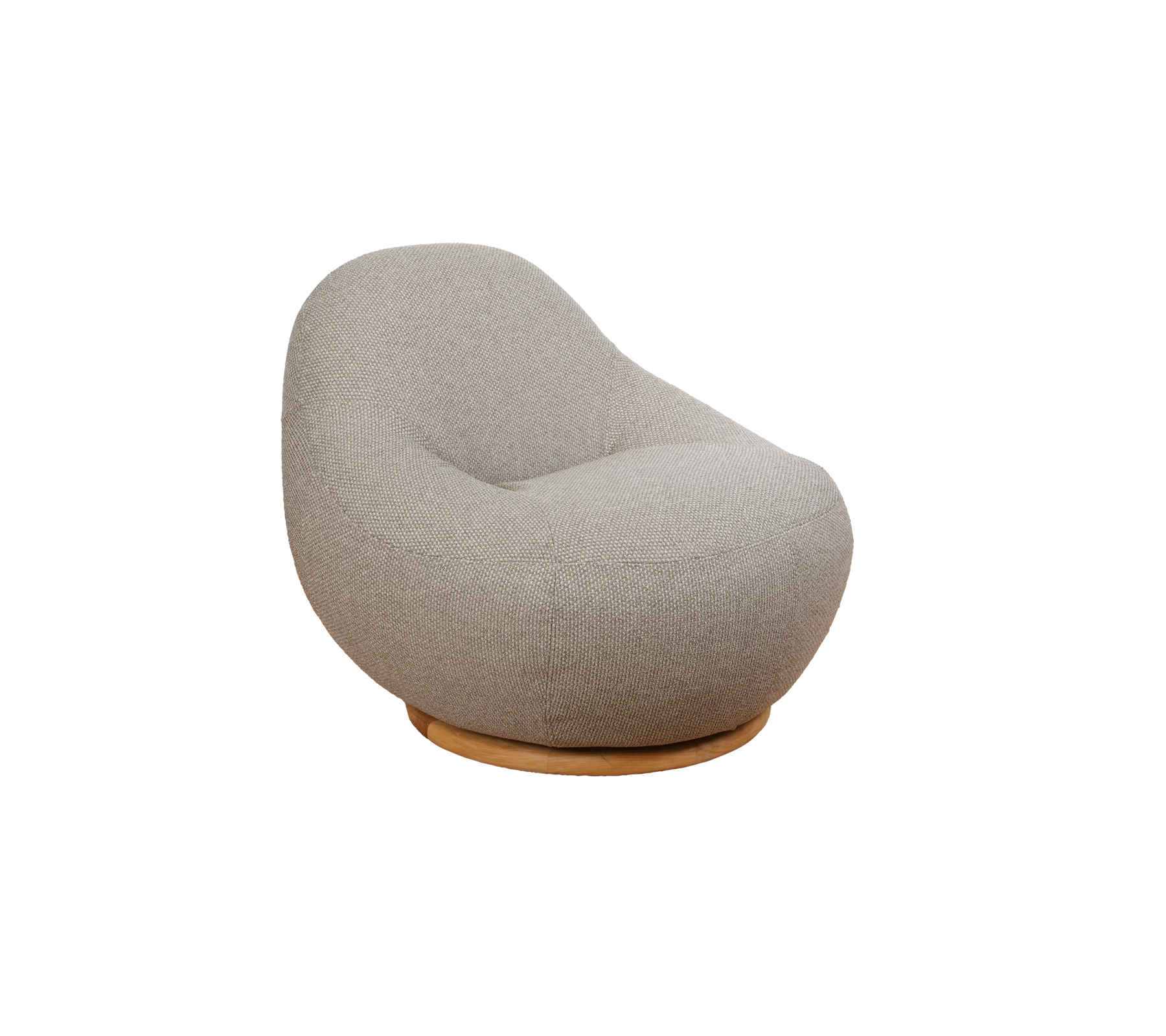 Light brown modern lounge chair with a unique rounded shape.