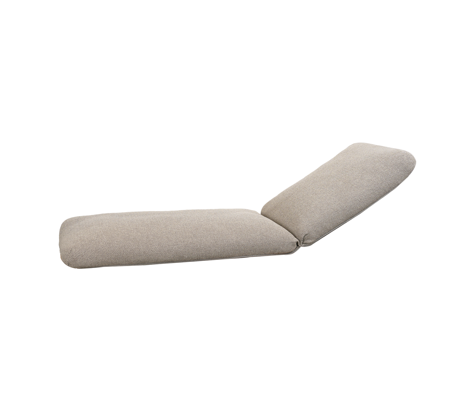 Light brown cushion with a reclined design.