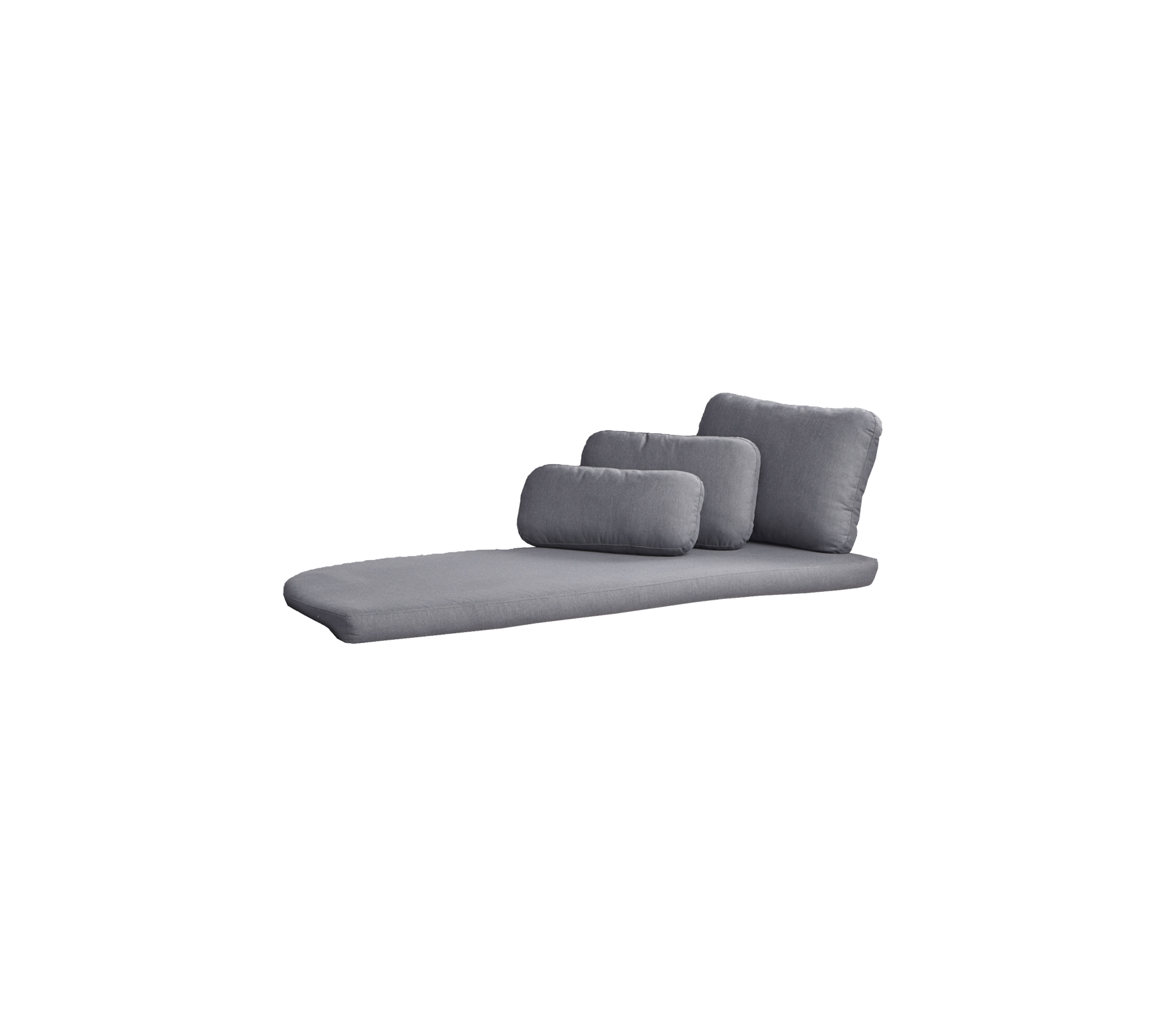 A modern, sleek gray lounge chair with three plush cushions of varying sizes for comfort and style.