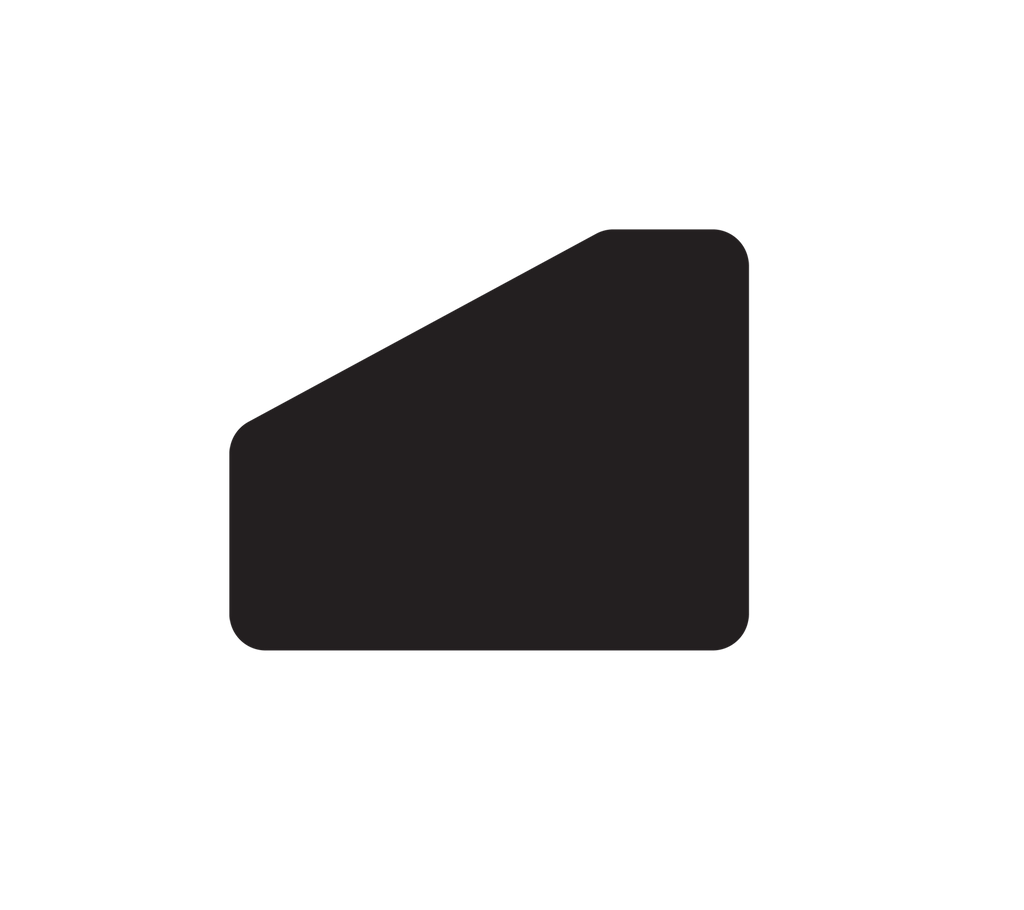 Abstract black shape with a unique angular design.