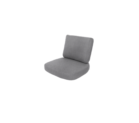 Gray cushioned chair with a simple design, featuring a comfortable backrest and seat for relaxation.