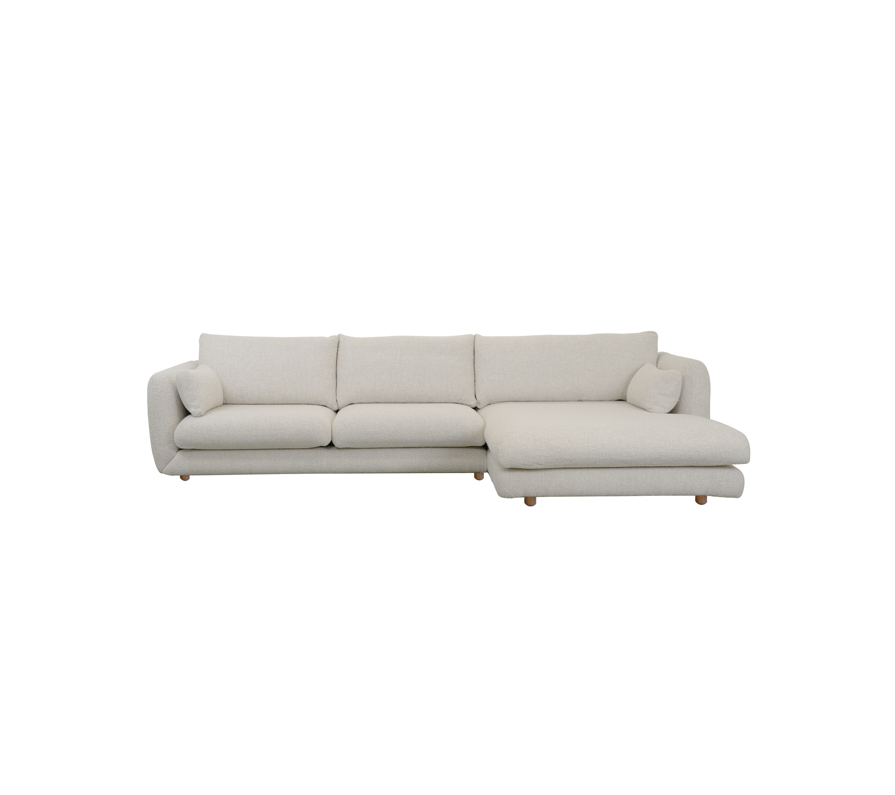 Modern sand sofa with clean lines and a minimalist design.