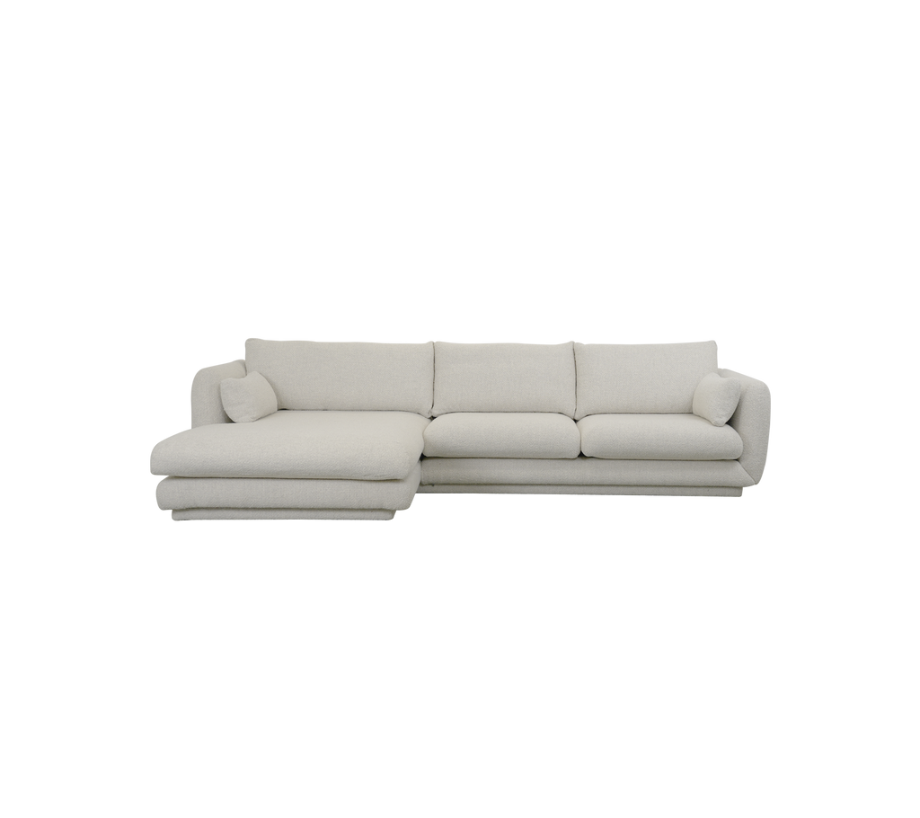 Modern sand sectional sofa with plush cushions.