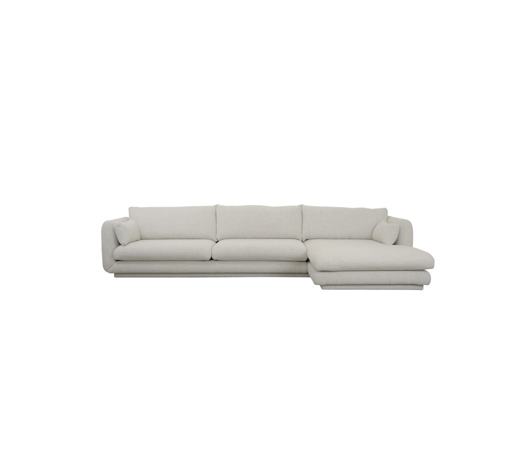 Modern sand-colored sofa with a clean design.