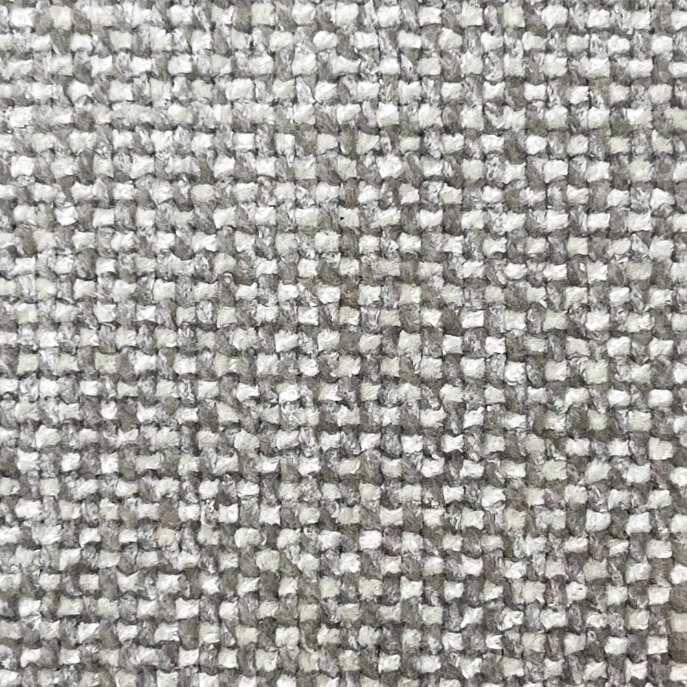 Close-up of a textured light grey fabric.